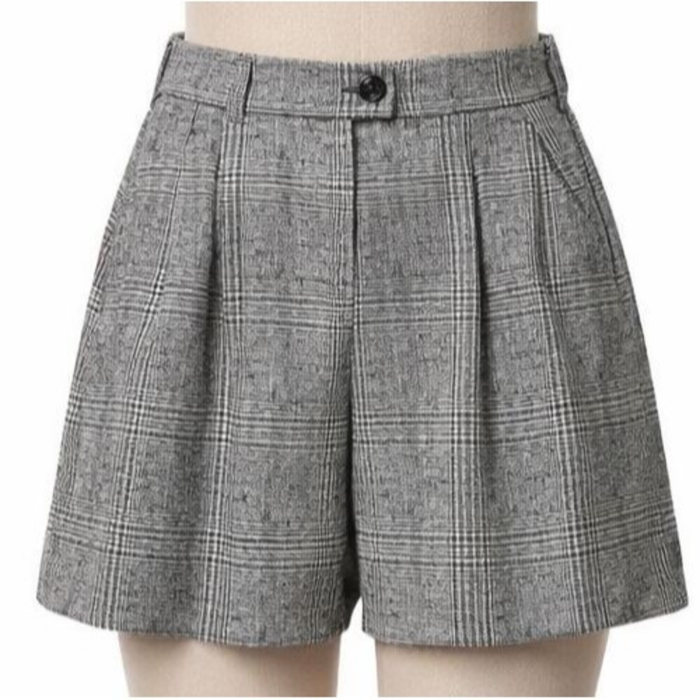 Reiss Dress Shorts Black and White Plaid Wool Blend Size XS Front & Back Pockets